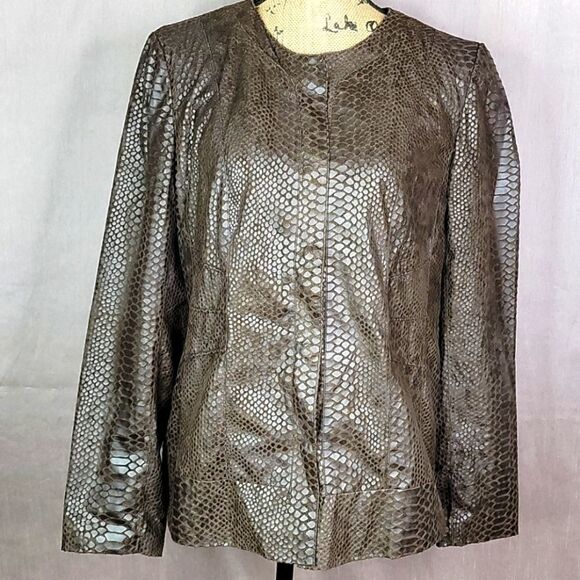 DANA BUCHMAN Faux Leather Snakeskin Jacket Medium‎ - Picture 1 of 8
